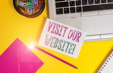 Handwriting text Visit Our Website. Conceptual photo visitor who arrives at web site and proceeds...