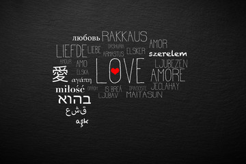 Love Word Cloud in Many Different Languages
