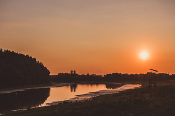 sunset on river