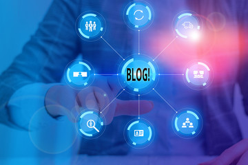 Handwriting text writing Blog. Conceptual photo regularly updated website web page run by individual Picture photo system network scheme modern technology smart device