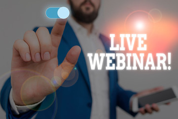 Handwriting text writing Live Webinar. Conceptual photo presentation lecture or seminar transmitted...