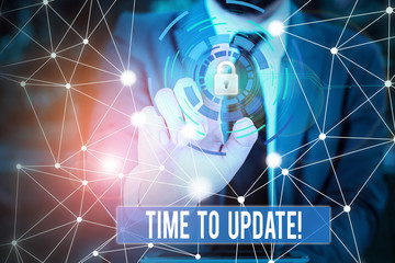 Writing note showing Time To Update. Business concept for this is right moment to make something more modern new Picture photo network scheme with modern smart device