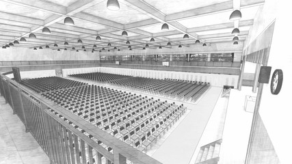 体育館 学校 卒業式 国旗有り イラスト64 Wall Mural 啓文 佐々木