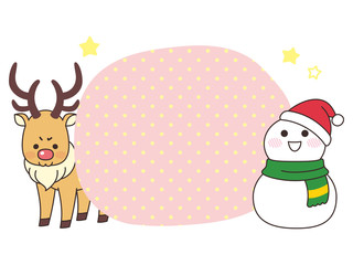 雪だるまと赤鼻のトナカイ　吹き出し　クリスマス