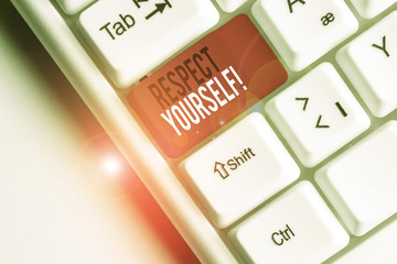 Conceptual hand writing showing Respect Yourself. Concept meaning believing that you good and...