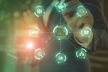 Handwriting text writing Zero Accidents. Conceptual photo important strategy for preventing workplace accidents Picture photo system network scheme modern technology smart device