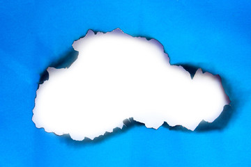 background frame Blue paper, fire in the middle, 3d