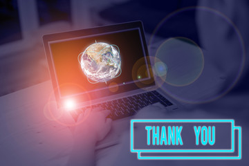 Word writing text Thank You. Business photo showcasing a polite expression used when acknowledging...