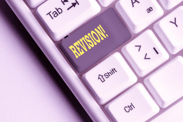 Word writing text Revision. Business photo showcasing action of revising over someone like auditing...