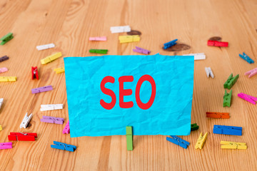 Word writing text Seo. Business photo showcasing incredibly effective way to market your near...