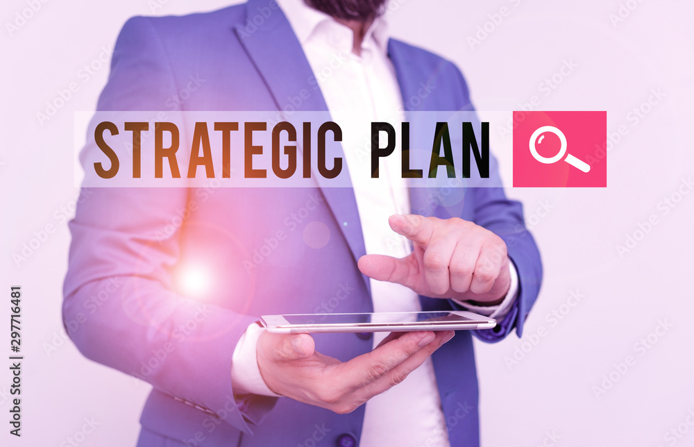 Poster text sign showing strategic plan. business photo text a systematic process of envisioning a desired 