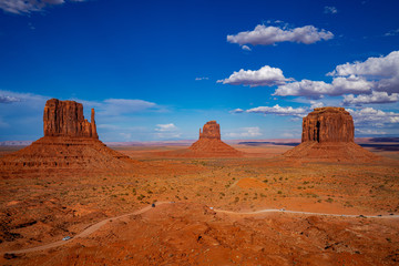Monument valley with clear blue sky 