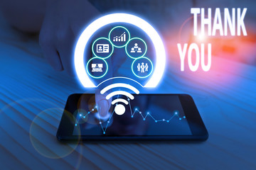 Text sign showing Thank You. Business photo text a polite expression used when acknowledging a gift...