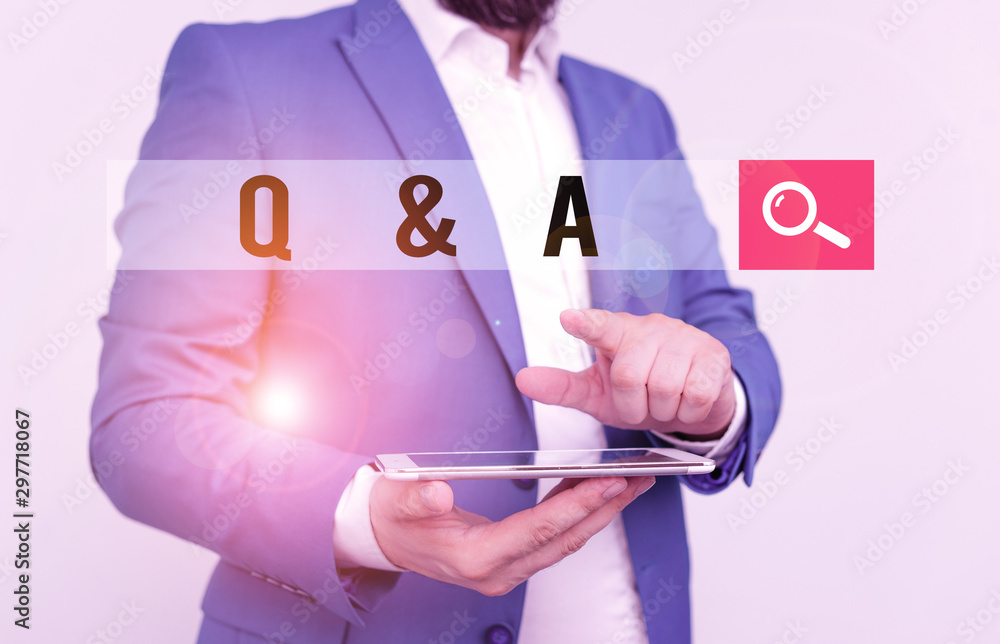 Poster text sign showing q and a. business photo text a period of time or an occasion when someone answers 