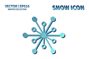 Snowflake vector icon. Christmas and winter snow flake element. Isolated flat new year holiday decoration illustration. Cold weather object design silhouette symbol