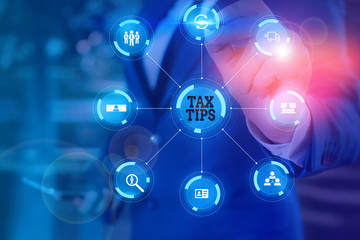 Handwriting text writing Tax Tips. Conceptual photo compulsory contribution to state revenue levied by government Picture photo system network scheme modern technology smart device