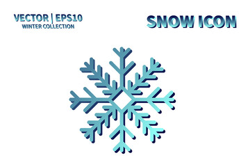 Snowflake vector icon. Christmas and winter snow flake element. Isolated flat new year holiday decoration illustration. Cold weather object design silhouette symbol