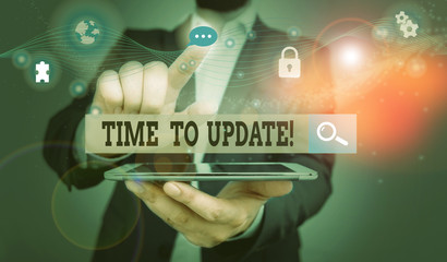 Word writing text Time To Update. Business photo showcasing this is right moment to make something more modern new Picture photo system network scheme modern technology smart device