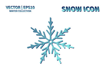 Snowflake vector icon. Christmas and winter snow flake element. Isolated flat new year holiday decoration illustration. Cold weather object design silhouette symbol