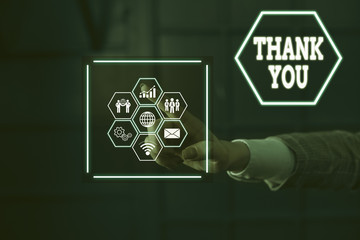 Word writing text Thank You. Business photo showcasing a polite expression used when acknowledging...