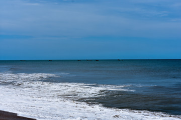 Fototapeta premium beautiful blue ocean at mahabalipuram tamil nadu india