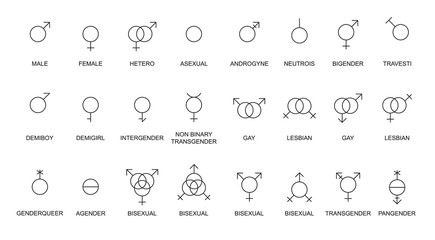 Gay Icons Differentation Variations Symbols Vector