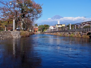Fototapeta premium 川の流れと富士山