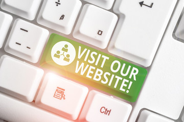 Writing note showing Visit Our Website. Business concept for visitor who arrives at web site and...