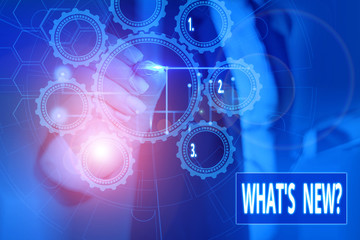 Conceptual hand writing showing What S New Question. Concept meaning when you ask someone about his...