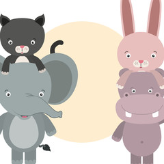 group of cute animals characters