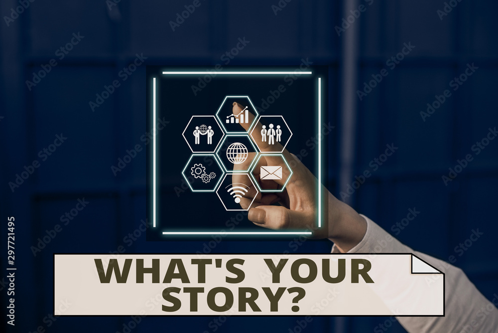 Fototapete handwriting text writing what s is your storyquestion. conceptual photo analysisner of asking demons
