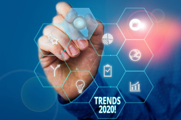 Handwriting text Trends 2020. Conceptual photo general direction in which something is developing or changing Picture photo system network scheme modern technology smart device
