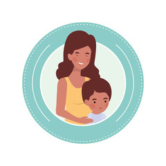 afro pregnancy mother with little boy characters