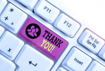 Conceptual hand writing showing Thank You. Concept meaning polite expression used when...
