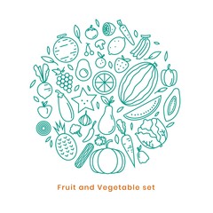 Fruit and Vegetable icon on vector art