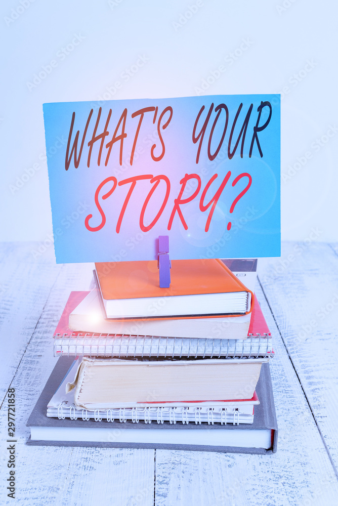 Fototapete handwriting text writing what s is your storyquestion. conceptual photo analysisner of asking demons