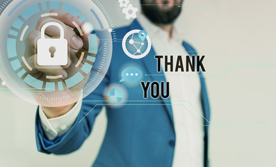 Handwriting text writing Thank You. Conceptual photo a polite expression used when acknowledging a...