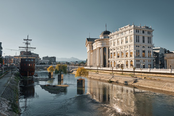 image of Skopje Macedonia at sunset