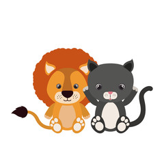 Obraz na płótnie Canvas cute little cat and lion characters