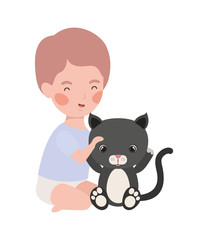 Obraz na płótnie Canvas cute little boy baby with little cat character