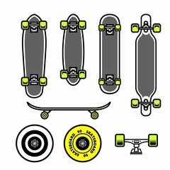 skateboard tools compilation on vector art
