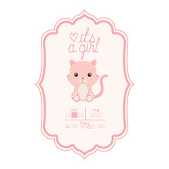 cute little cat in its a girl card
