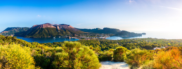 Panoramic view of Vulcano in the aeolian island a volcanic archipelago