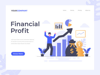 Financial Profit flat vector illustration concept, can be used for landing page, ui, web, app intro card, editorial, flyer, and banner.