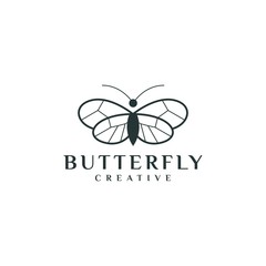 butterfly outline logo vector illustration