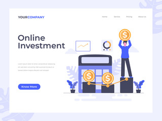 Online investment flat vector illustration concept, can be used for landing page, ui, web, app intro card, editorial, flyer, and banner.