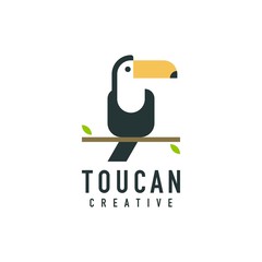 toucan bird logo, flat design vector shape