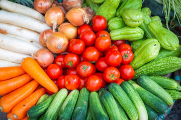 various vegetables on market in asia