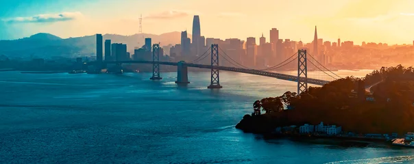 Foto op Aluminium Luchtfoto van de Bay Bridge in San Francisco, CA © Tierney