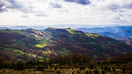 landscape with mountains and blue sky
